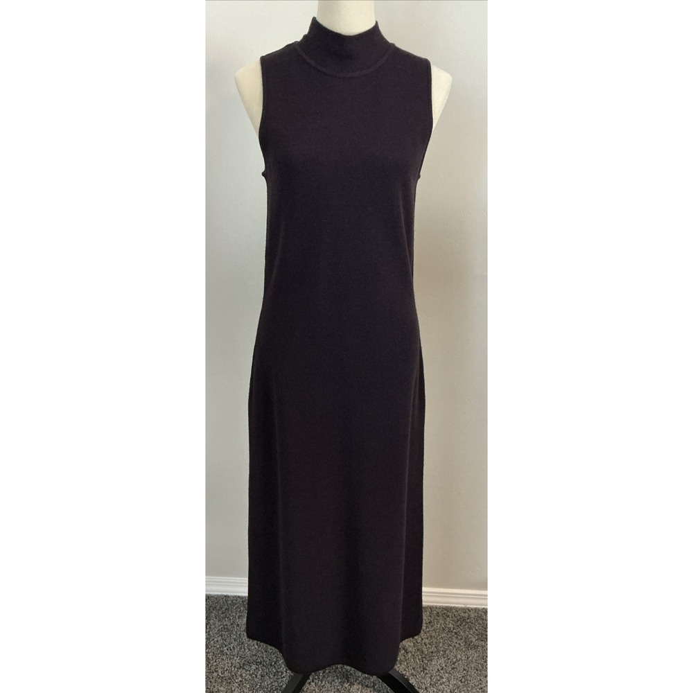 Long Maxi Purple Wool Blend Dress Mock neck By Spinner Petites PL